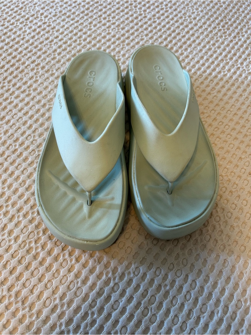 CROCS Women’s Platform Thong Sandals in Seafoam Green